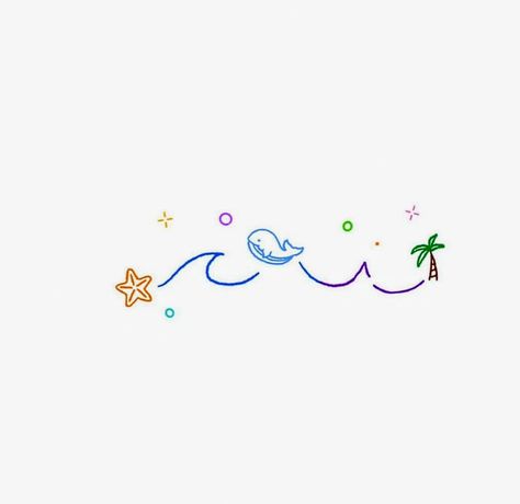 Sea Drawing, Sea Tattoo, Cute Easy Doodles, Cute Tiny Tattoos, Digital Art Beginner, Glitter Pens, Doodle Art Designs, Mini Drawings, Coloring Stickers