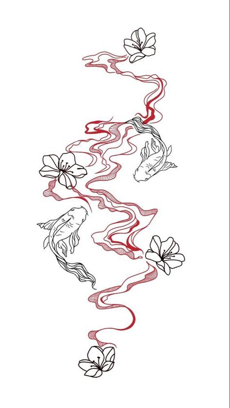 Koi fish tattoo -  #Fish #Koi #Tattoo Koi Fish Back Tattoos, Back Red Tattoo Women, Dope Spine Tattoos For Women, Koi Fish Tattoo On Thigh, Red Sparkle Tattoo, Koi Fish Tattoo Design For Women, Koi Fish Back Tattoo For Women, Baddie Tats On Thigh, Koi Fish Thigh Tattoo