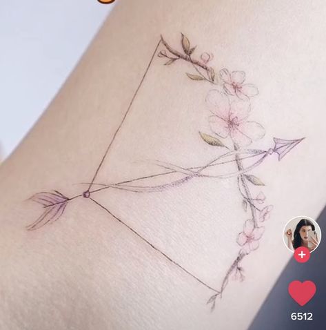 Flower Tattoos Meanings, Feather Arrow Tattoo, Meaning Of Arrow Tattoo, Arrow Tattoos For Women, Lilac Tattoo, Purple Tattoos, Daffodil Tattoo, Sagittarius Tattoo, Arrow Tattoo Design