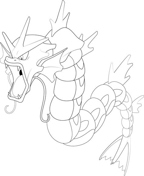 Gyarados Line-art by Alcadeas1 Gyarados Tattoo, Pokemon Sketch, Tattoo Templates, Pokemon Drawings, Tattoo Inspo, Henna, Line Art, Moose Art, Pokemon