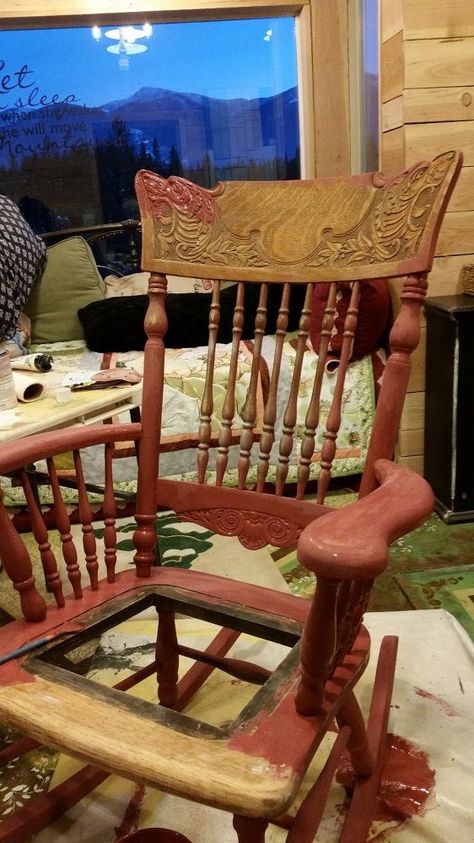 Ha! Her porch rocking chair flip will make her neighbors stop and stare Old Rocking Chair Makeover, Chair Flip, Front Porch Rocking Chairs, Porch Rocking Chair, Rocking Chair Makeover, Old Rocking Chairs, Antique Rocking Chairs, Wooden Rocker, Rocking Chair Porch