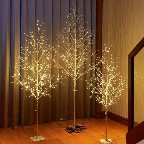 PRICES MAY VARY. Description: This set of starlight tree, plug-in to use. The silver finish branches and warm white lights bring natural beauty. The warm white LED light and natural beauty combine for the perfect accent in yard, front door or living room for a year round decor.  The silver finish and full-of-stars looking add pure lifestyle to your home, or make it an eye-catching decoration to your windows display. Knock-Down structure, easy to install and remove, for indoor & outdoor use.  Wid Wedding Trees, Waterproof Led Lights, Combo Kit, Artificial Tree, Round Decor, Tree Lighting, Unique Christmas, Outdoor Christmas, Trending Decor