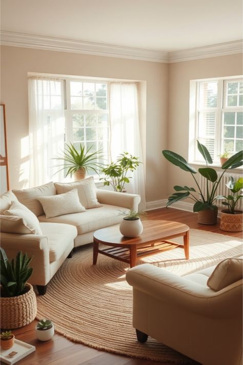 beige living room ideas Tan Walls White Trim Living Rooms, Light Beige Paint Colors Living Room, Europe Living Room, Warm Bright Living Room, Living Room Sand Color, Warm Neutral Interior Design, Sand Color Living Room, Beige Color Scheme Living Room, Beige Aesthetic Living Rooms