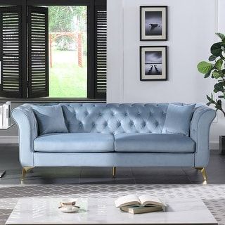 Blue Chesterfield Sofa, Tufted Chesterfield Sofa, Velvet Chesterfield Sofa, Velvet Tufted Sofa, Sofa Velvet, Velvet Loveseat, Rolled Arm Sofa, Inspire Me Home Decor, Tufted Sofa