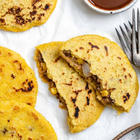 Vegan Pupusas, Sauce For Spring Rolls, Pupusa Recipe, Plant Based On A Budget, Peanut Dipping Sauce, Peanut Dipping Sauces, Spicy Peanut Sauce, Fermented Cabbage, Tofu Dishes