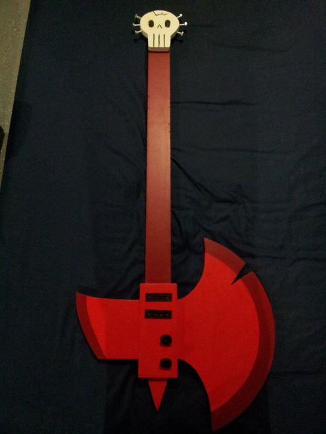 Marshall Lee's Guitar Marceline Guitar Diy, Marshall Lee Guitar, Marshall Lee Costume, Marshall Lee Cosplay, Adventure Time Room, Guitar Template, Marshal Lee, Marceline Cosplay, Guitar Diy