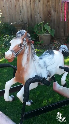 painting spring horse antique, painting, repurposing upcycling Plastic Rocking Horse Makeover, Painted Carousel Horse, Spring Horse Makeover, Wonder Horse Makeover, Bouncy Horse Makeover, Diy Carousel Horse, Rocking Horses Painted, Antique Rocking Horse, Free Reign