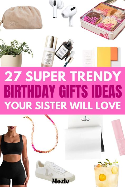 these are the absolute ebst birthday gifts for sister! she will absolutely love any of these gifts for her birthday! Creative Birthday Gifts For Sister, Birthday Present Ideas For Sister, Gift Ideas For Sister Birthday, Trendy Birthday Gifts, Top Gifts For Women, Sister Birthday Presents, Gifts For Young Women, Small Birthday Gifts, Cool Gifts For Teens