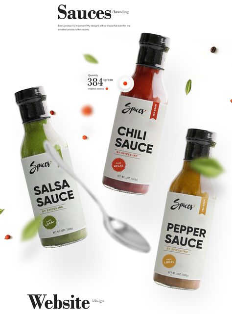 Hot Sauce Packaging, Spices Recipes, Spices Packaging, Honey Packaging, Bottle Design Packaging, Jar Packaging, Food Branding, Spice Labels, Food Graphic Design