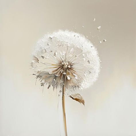 Luxury floral oil painting. Gold dandelion on white background. Generative AI royalty free stock image Dandelion Oil Painting, Hospital Artwork, Dandelion Aesthetic, Dandelion Illustration, Dandelion Oil, Dandelion Painting, Dandelion Art, Dandelion Tattoo, White Dandelion