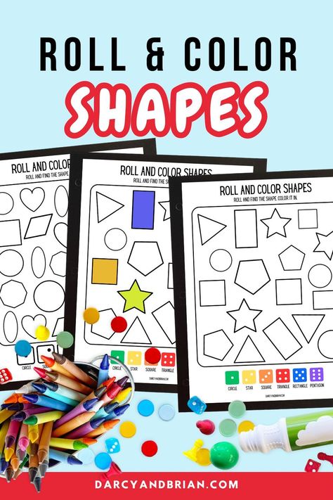 Discover the fun and educational Roll and Color Shapes printable game, perfect for preschoolers learning shapes and numbers. This free printable is an excellent addition to homeschool and classroom math activities. Enhance shape and number recognition, fine motor skills, and creativity with this versatile learning resource. Ideal for any young learner, this teaching resource makes geometry and math fun and interactive. Get your free Roll and Color Shapes dice game today! Easter Religious Crafts, Shapes Activity, Shape Matching Game, Fall Paper Crafts, Shape Activities Preschool, Activity For Preschoolers, Printable Games For Kids, Halloween Decorations For Kids, Halloween Craft Projects