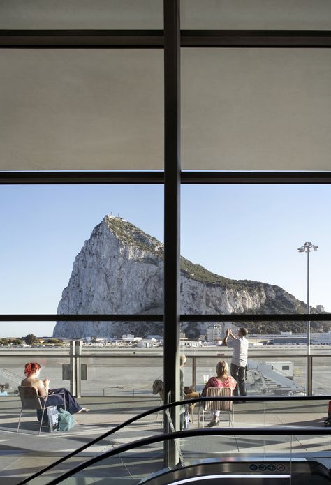 Gibraltar Airport, Airport Architecture, Rock Of Gibraltar, British Overseas Territories, Airport Lounge, International Airport, Blur, Interior Designers, Mount Rushmore