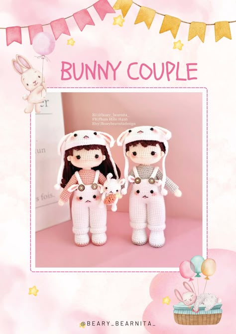 Bunny couple Bunny Couple, Elsa Coloring, Crochet Unicorn Pattern, Dave Eggers, Couples Doll, Crochet Bunny Pattern, Crochet Dolls Free Patterns, Crochet Keychain Pattern, Easy Crochet Stitches