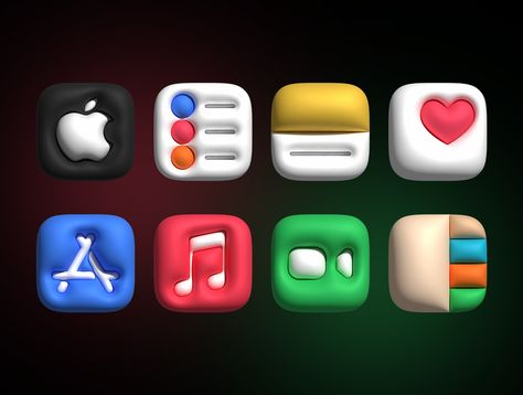 3d Ios Icons, 3d App Icons, Iphone Icon Packs, Ui Design Patterns, Icon Set Design, Bubble Pack, Application Icon, App Interface Design, Ios Application