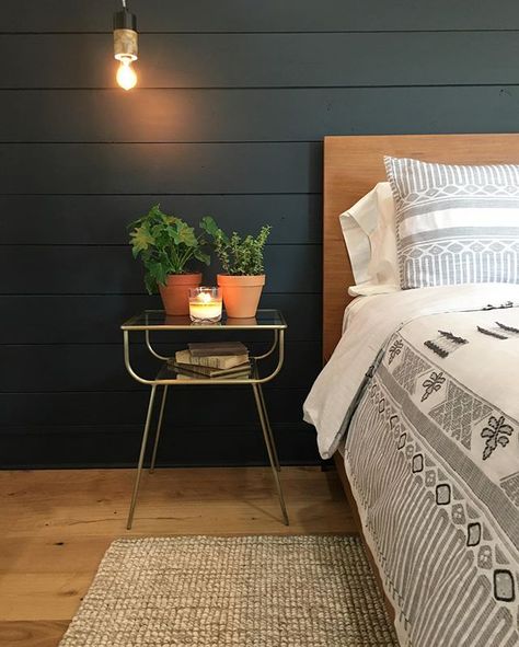 In honor of Black Friday, here's some black #shiplap for you! #fixerupper #seasonfouriscoming @hgtv Fixer Upper Bedrooms, Shiplap Bedroom, Black Shiplap, Black Accent Walls, Shiplap Wall, White Shiplap, Accent Wall Bedroom, Ideas Hogar, Ship Lap Walls