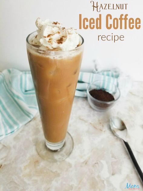 Delicious Hazelnut Iced Coffee Recipe  #beverages #coffee #icedcoffee- Mom Does Reviews Hazelnut Iced Coffee Recipe, Hazelnut Syrup Recipe, Hazelnut Latte Recipe, Hazelnut Iced Coffee, Hazelnut Coffee Recipe, Hazelnut Creamer, Espresso Recipes, Iced Coffee Recipe, Coffee Recipes Starbucks