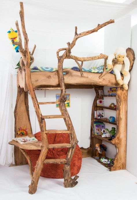 23 Magical Tree Beds Designs Baby Room Boy, Koti Diy, Tree Bed, Bunk Beds Built In, Built In Bunks, Loft Beds, Bunk Bed Designs, Magical Tree, Forest Nursery