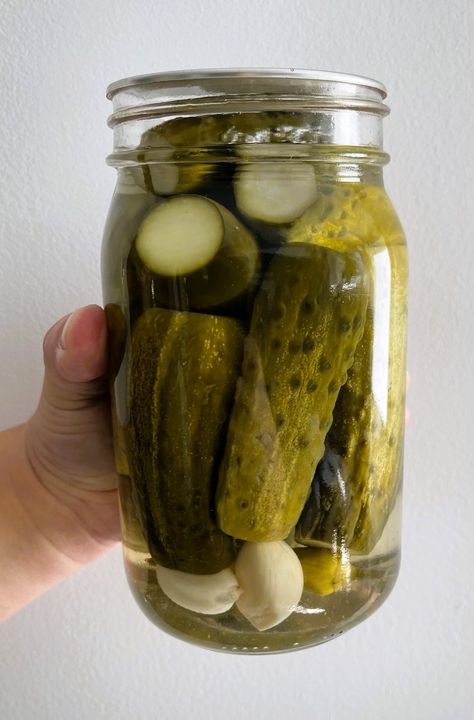 Traditional Ukrainian Pickles Recipe with a Spicy Twist (Open Kettle Method) Open Kettle Canning, Spicy Dill Pickles, Seedless Blackberry Jam, Pickles Recipes, Dill Pickles Recipe, Pickled Cucumber Salad, Vegan Vegetable Recipes, Pickle Recipes Homemade, Blueberry Jelly