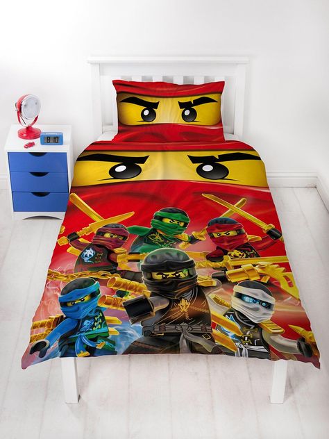 Lego Ninjago Collective Reversible Single Duvet Cover Set in Multi Lego Curtains, Bedding For Kids, Green Ninja, Nexo Knights, Brick Backdrops, Bedding Duvet Covers, Reversible Bedding, Classic Lego, Lego Storage