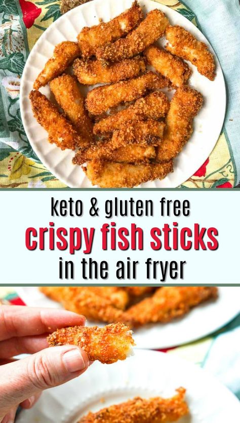 Keto AIr Fryer Fish Sticks Recipe- If you are looking for some low carb fried fish recipes, try this keto air fryer fish sticks recipe! They are gluten free too! #glutenfree #fishsticks #seafoodrecipe #ketorecipes #lowcarbrecipes #lentrecipes #airfryerfish #airfryerrecipes Keto Fish Sticks Air Fryer, Keto Catfish Recipes Air Fryer, Keto Air Fryer Fish, Keto Air Fryer Fish Recipes, Keto Cod Fish Recipes Air Fryer, Air Fryer Fish Sticks, Keto Air Fryer Recipes, Air Fryer Recipes Low Carb, Air Fried Fish