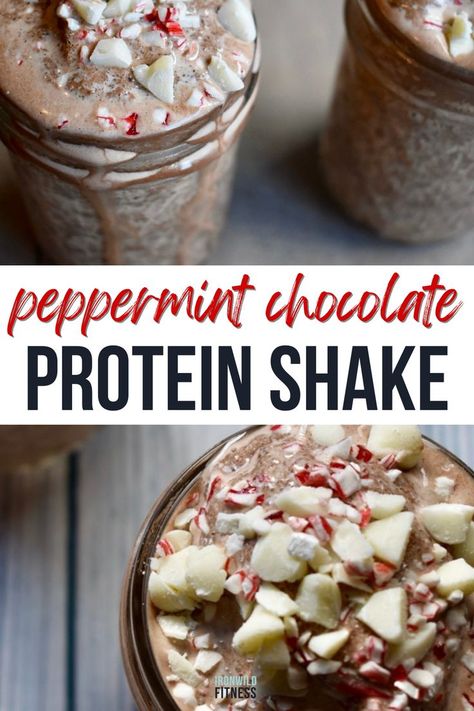 Peppermint Mocha Protein Powder Recipes, Holiday Protein Shakes, Peppermint Mocha Protein Shake, Mint Protein Shake, Peppermint Protein Shake, Island Green Smoothie Recipe, Chocolate Protein Smoothie Recipes, Simple Protein Shake Recipes, High Protein Shakes