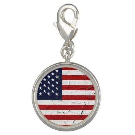 Aged Rusted American Flag USA Photo Charm Patriotic Jewelry, Flag Photo, Lavender Blush, Stitching Techniques, Photo Charms, Patriotic Gifts, Rings Bracelets, Us Flag, Flag Design