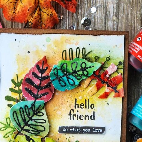 Kulbir Kirkland on Instagram: "What an awesome Sizzix Halloween live today...my head is exploding with ideas after seeing all the makers fabulous makes. I had so much fun making with these beautiful Artsy leaves all created with alcohol ink 🍁🍂❤️ @sizzix #sizzix @tim_holtz #sizzixhalloween @ranger_ink #papercrafting   #handmadecards  #cardmaking  #tim_holtz   #alchoholinkart  #cardsmakersofinstagram #card   #distressinkbackground #halloween2023 @grafixartsplastics #cardmaker #cardmakingideas  # Sizzix Artsy Leaves, Tim Holtz Funky Foliage Cards, Tim Holtz Halloween 2023, Sizzix Cards, Tim Holtz Crafts, Tim Holtz Dies, Autumn Cards, Cards Halloween, Tim Holtz Cards