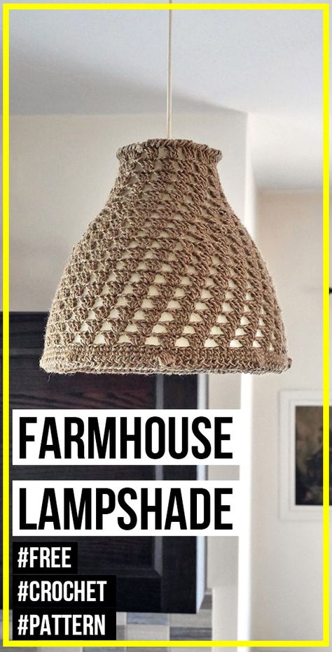 crochet FARMHOUSE LAMPSHADE free pattern #Lampshade #crochet #freecrochetpattern via @shareapattern.com Crochet Lampshade Pattern, Crochet Farmhouse, Farmhouse Lampshade, Crochet Lampshade, Crochet Lamp, Free Pattern Crochet, Crochet And Knitting, Crochet Amigurumi Free Patterns, Crochet Amigurumi Free