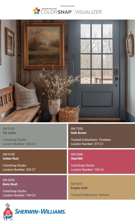 I just created this color palette with the Sherwin-Williams ColorSnap® Visualizer app on my Android phone. What do you think? You can learn more about ColorSnap Visualizer and get it on your phone free by visiting https://www.sherwin-williams.com/content/colorsnap.html. Sherwin Williams Brainstorm Bronze, Brainstorm Bronze, House Palette, Dark Trim, House Color Palettes, Paint Wall, House Color, Wall Paint Colors, Sherwin Williams