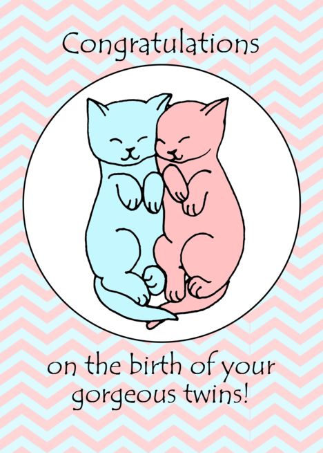 Congratulations On Twins, Birth Congratulations, Kitten Illustration, Sleepy Kitten, Cute Kitten, Save The Date Cards, 50th Birthday, Kittens Cutest, Graphic Art