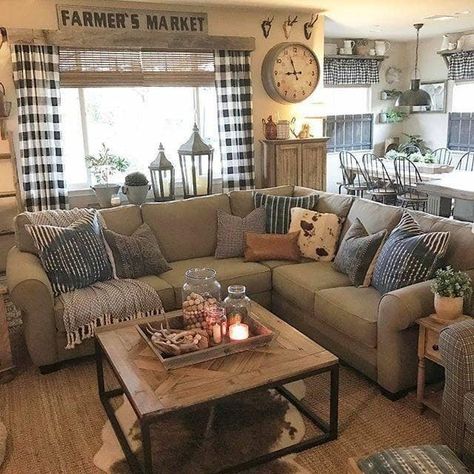 Farmhouse Living Room Curtains, Cozy Farmhouse Living Room, Modern Farmhouse Living Room Decor, Farm House Livingroom, Farmhouse Living Room Decor, Farmhouse Living Room Decor Ideas, Rustic Farmhouse Living Room, Modern Farmhouse Living, Modern Farmhouse Living Room