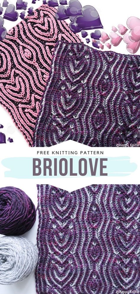 Briolove Free Knitting Pattern This is the brioche knitting technique at its finest. Use it to create a set of scarves for your friends or family members as you are not going to be able to stop after making the first one. Trust us on this! Is your yarn stash ready? #knitscarf #briocheknitting #freeknittingpattern Brioche Knit Scarf Free Pattern, 2 Color Knitting Patterns Free, Two Color Brioche Knitting Patterns, Crochet Brioche Pattern, Brioche Knitting Patterns Free Tutorials, Wave Knitting Pattern, Brioche Scarf Pattern Free, Advanced Knitting Patterns, Brioche Crochet Patterns