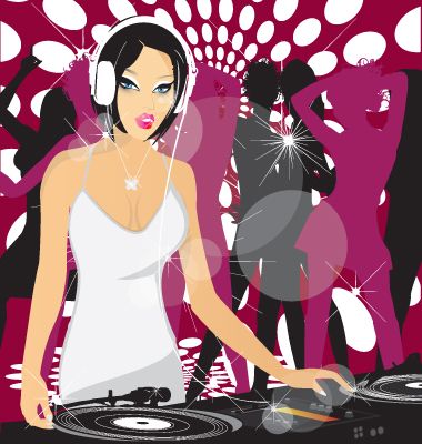 Vector Dj girl illustration by vectorrobot on DeviantArt Princess Vector, Dj Girl, Girly Graphics, Girl Dj, 2000s Girl, Dj Art, Dj Logo, Y2k Art, Disco Club