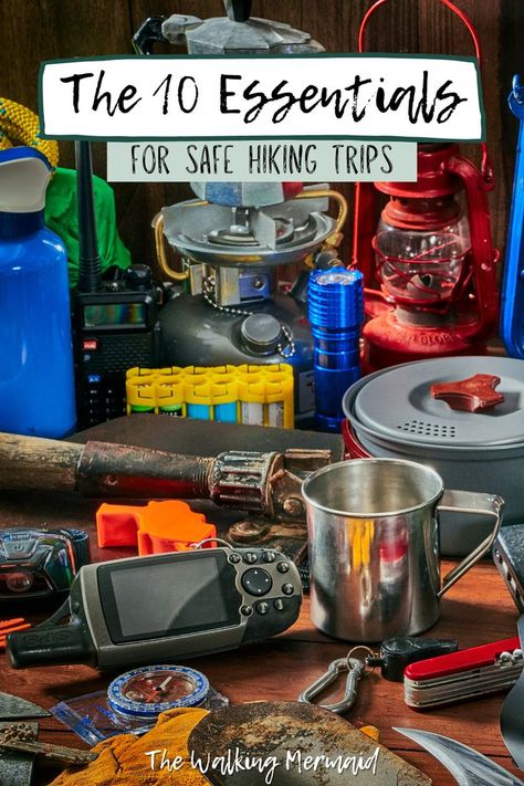 Hiking essentials. Linked to The 10 Essentials For Safe Hiking Trips. Must Have Camping Gear, Backpacking Essentials, Essentials Checklist, Types Of Hiking, Day Hiking, Hiking Trips, 10 Essentials, Emergency Shelter, Hiking Essentials