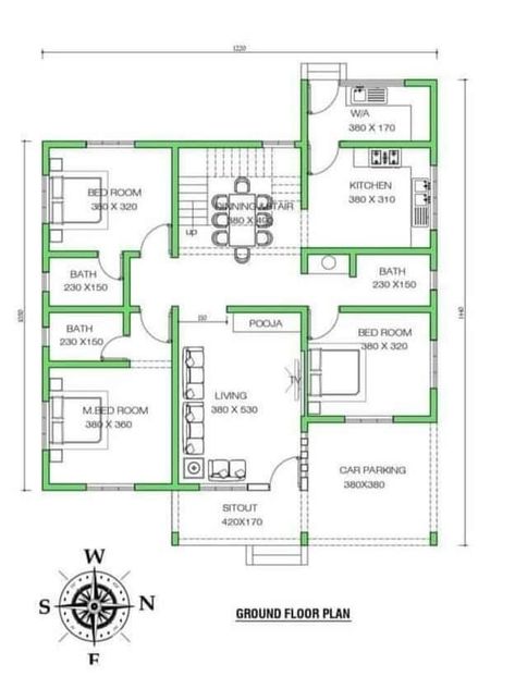 Bungalow House Floor Plans, Drawing House Plans, House Structure Design, Small House Blueprints, 30x40 House Plans, 2bhk House Plan, Bungalow Floor Plans, Indian House Plans, Bungalow Style House Plans