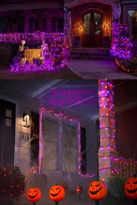 Purple String Lights, Purple Led Lights, Origin Of Halloween, Purple Lights, Halloween String Lights, Halloween Entertaining, House Tree, Mini Lights, Dekor Diy