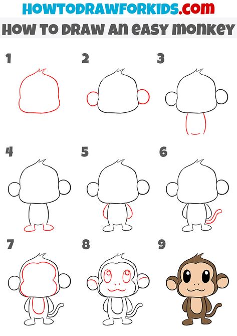 How To Draw Graffiti Characters Step By Step, How To Draw Cartoon Step By Step, Monkey Sketch Easy, Monkey Drawing Easy Step By Step, How To Draw A Monkey Easy, Cute Monkey Drawing Easy, How To Draw Monkey, How To Draw A Monkey, Simple Monkey Drawing