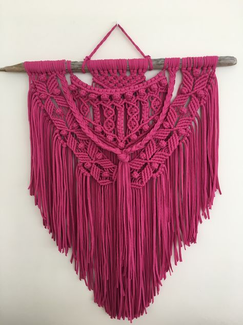 Pink Macrame Wall Hanging, Flower Bracelet Diy, Macrame Curtains, Pink Macrame, Small Macrame, Macrame Wall Hanging Diy, Macrame Curtain, Wall Hanging Diy, Macrame Wall Art