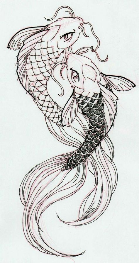 Two Koi Fish Tattoo, Dragon Koi Tattoo Design, Two Koi Fish, Cute Tattoos With Meaning, Koi Tattoo Sleeve, Drawing Fish, Koi Tattoo Design, Tattoo Designer, Buddhist Tattoo