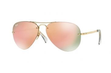 Ray-Ban RB3449 Prescription Sunglasses RB3449-001-2Y-59 - Lens Diameter 59 mm, Frame Color Gold Mirrored Aviators, Mirrored Aviator Sunglasses, Cheap Ray Bans, Pink Mirror, Gold Sun, Pink Sunglasses, Summer Sunglasses, Ray Ban Aviators, Prescription Sunglasses