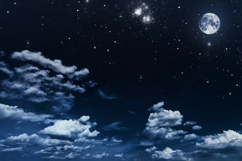 Night Sky Background For Editing, Blue Moon Background, Sky Landscape Background, Blue Sky With Moon, Sky With Stars And Moon, Background Night Sky, Stars Landscape, Widget Medium, Night Sky Landscape