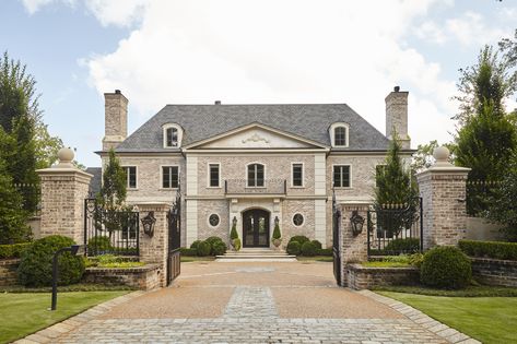 Neoclassical Neoclassical Home, Neoclassical House, French Neoclassical, Georgian Mansion, Moorish Design, Harrison Design, Landscape Elements, Front Landscaping, Atlanta Homes