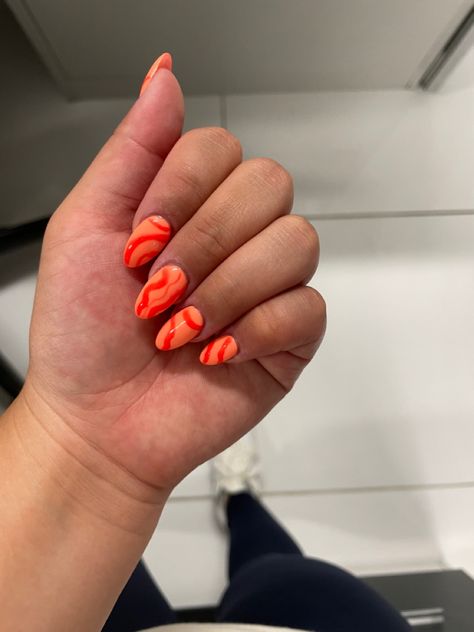 Swirly Acrylic Nails, Matte Gel Nails, Matte Gel, Orange Nails, Nail Manicure, Cute Nails, Nail Inspo, Gel Nails, Acrylic Nails