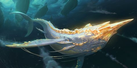 Golden Narwhal Video Game Legends of Runeterra Bilgewater (League Of Legends) Wallpaper Narwhal Art, Beast Creature, Creature Artwork, Fantasy Beasts, 다크 판타지, Creature Drawings, Fantasy Monster, Fantasy Creatures Art, Mythical Creatures Art