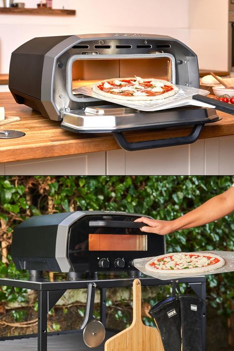 This portable indoor/outdoor electric pizza oven reaches up to 850 degrees for the perfect wood-fired Neapolitan-style pizza at home, minus the wood and fire. 🍕😋 Electric Pizza Oven, Pizza At Home, Pizza Maker, Southern Comfort, Pizza Oven, Home Cooking, Indoor Outdoor, Oven, Pizza