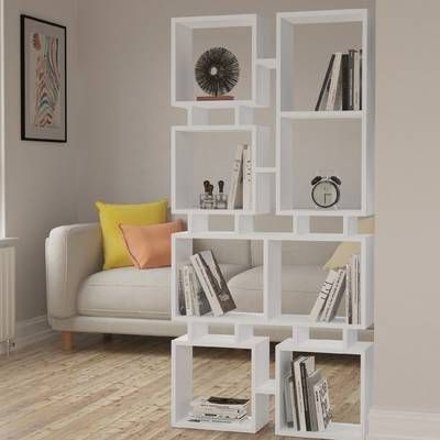 Mercury Row Cleisthenes Geometric Bookcase & Reviews | Wayfair Modern Shelves, Geometric Bookcase, Shelf Decor Bedroom, Hiasan Bilik Tidur, Bookcase Bed, Decor Videos, Cube Bookcase, Modern Bookcase, White Bookcase