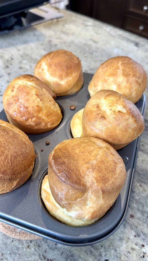 4 Ingredient Popover Recipe! Healthy Bagel, Popover Recipe, Egg Replacer, Fruit Compote, Ciabatta Bread, Yorkshire Pudding, 4 Ingredient, Canned Chickpeas, Gluten Free Flour