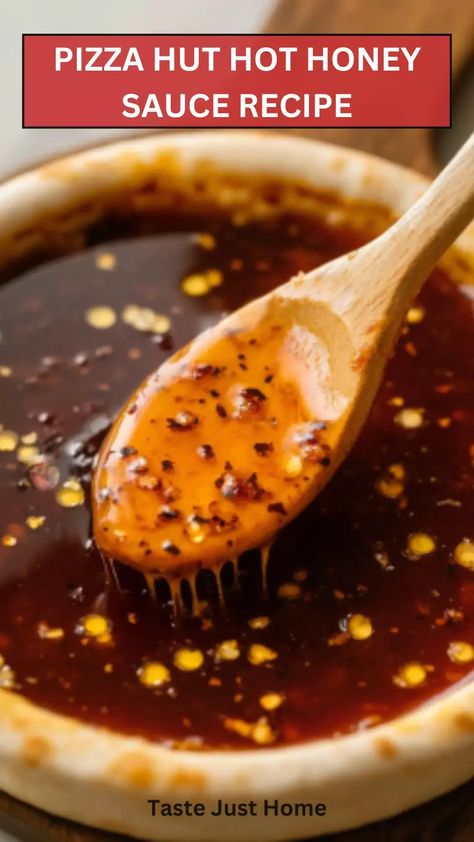 Pizza Hut Hot Honey Sauce Recipe – Taste Just Home Hot Honey For Pizza, Hot Honey Pizza Recipe, Hot Honey Sauce Recipe, Hot Honey Pizza, Honey Sauce Recipe, Hot Honey Sauce, Honey Pizza, Hot Wing Recipe, Spicy Pizza