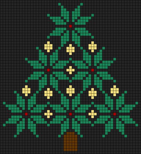 Crochet Christmas Tapestry, Christmas Grid Pattern, Alpha Pattern Christmas, Christmas Alpha Patterns, Diy Christmas Tree Garland, Christmas Ornament Template, Rainy Day Crafts, Crochet Wall Hangings, Cross Stitch Christmas