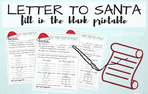 Letter to Santa | Fill in the Blanks Printable Letter to Santa Want Need Wear Read, Letter To Santa Printable, Santa Printable, Santa Letter Printable, Christmas Games For Kids, Letter To Santa, Fill In The Blank, Printable Letters, Santa Letter